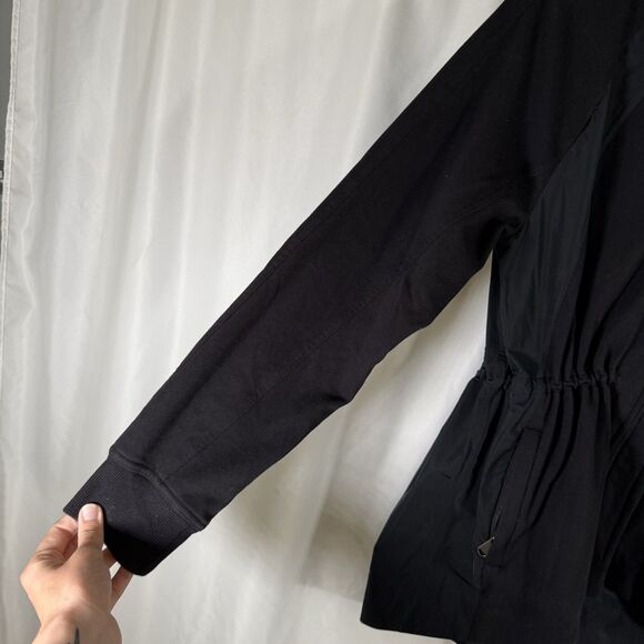 Athleta Triumph Hybrid Jacket Women's XXS Black Full Zip Hooded Pockets - Picture 5 of 12